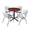 Kobe Kobe Round Table & Chair Set, Wood, Metal, Plastic Top, Cherry TKB30RNDCH47GY - alternate 1